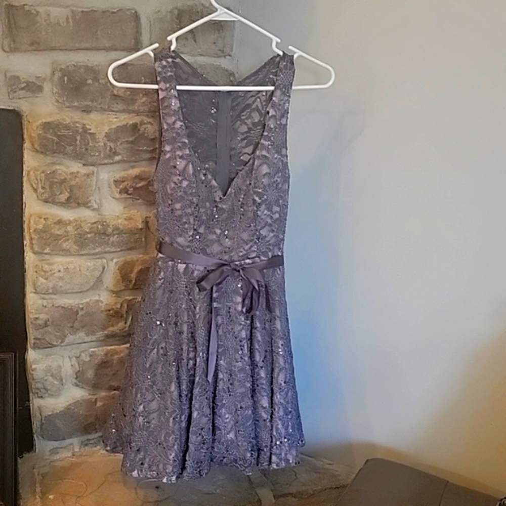 Homecoming or formal dress.  dark blue-ish gray. Only underlay. Mesh back